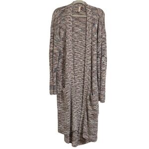 Pilcro Padma Cardigan Women's Large Cream Space Dyed Duster Sweater Pockets